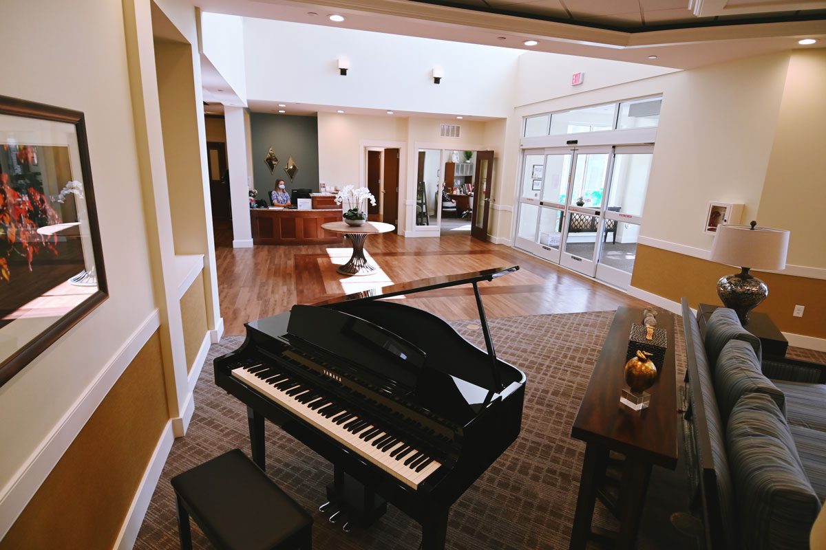 The grand piano in the main lounge